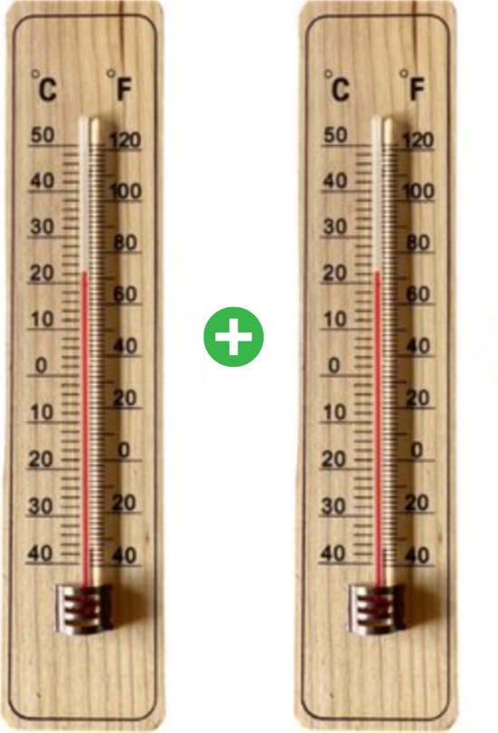 2x Buitenthermometer – Thermometer voor buiten – Tuin – Hout – 2 stuks