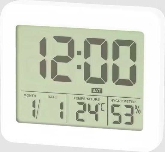 S&C - thermometer temperatuur, datum, tijd en luchtvochtigheid wit Met hygrometer en klok