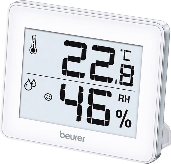 Beurer HM 16 Thermo Hygrometer - Thermometer - Luchtvochtigheid - Binnen - Smiley display - °C / °F - Incl. batterij - Wit