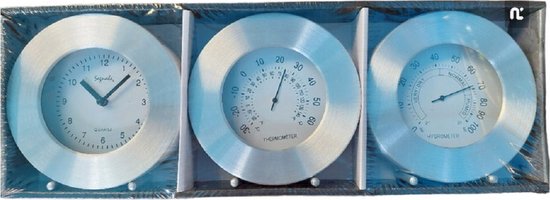 Segnale - Clock - thermometer - Hygrometer - Weerstation - RVS - Set van 3