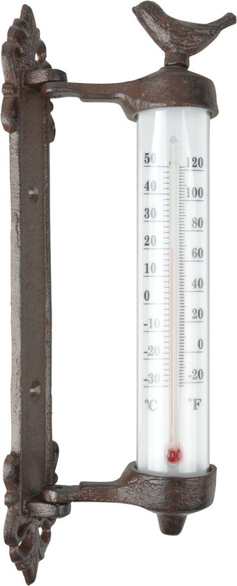 Gietijzeren wandthermometer voor binnen en buiten 27 cm
