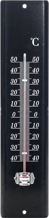 Lifetime Garden zon/schaduw thermometer zwart voor buiten 29.5 cm van metaal - weermeters