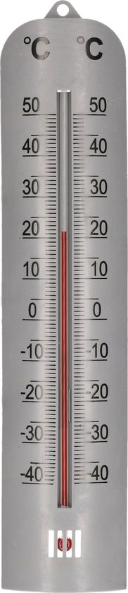 Lifetime Garden zon/schaduw thermometer zilver voor buiten 27 cm kunststof - weermeters