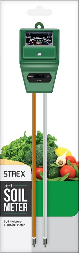 Strex PH Meter Grond - 3-in-1 PH / Vochtigheidsmeter / Lichtmeter - Groen