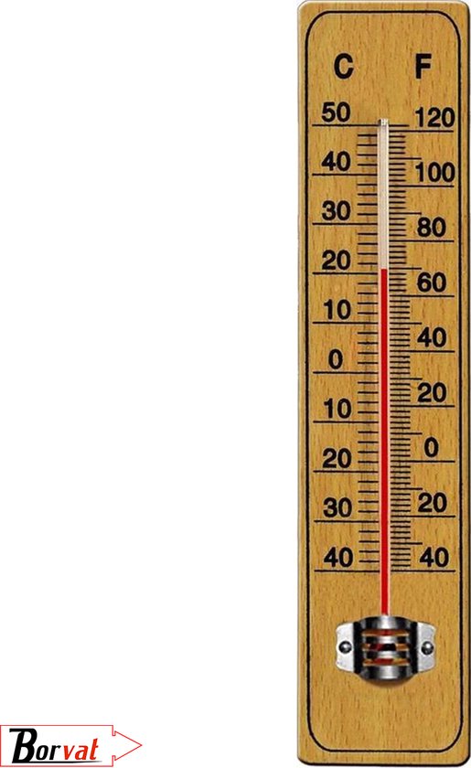 Borvat® - Houten Thermometer - Kamerthermometer Binnen en Buiten - Celsius & Fahrenheit