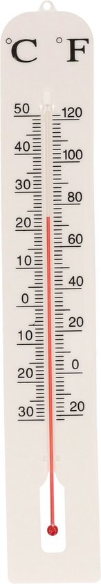 Buiten thermometer wit 39 cm - Kunststof tuinthermometers - Tuin artikelen