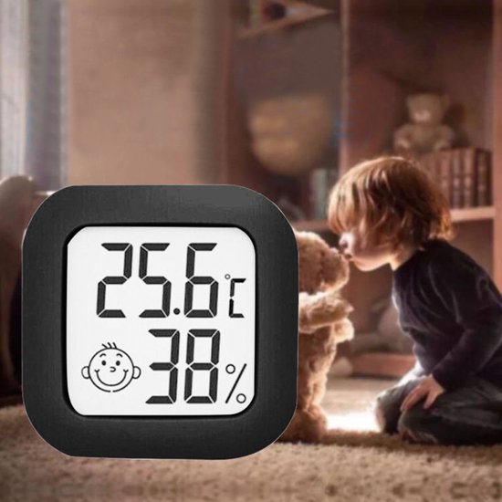 2-in-1 Mini Digitale Hygrometer en Weerstation - Temperatuur- en Luchtvochtigheidsmeter- zwart