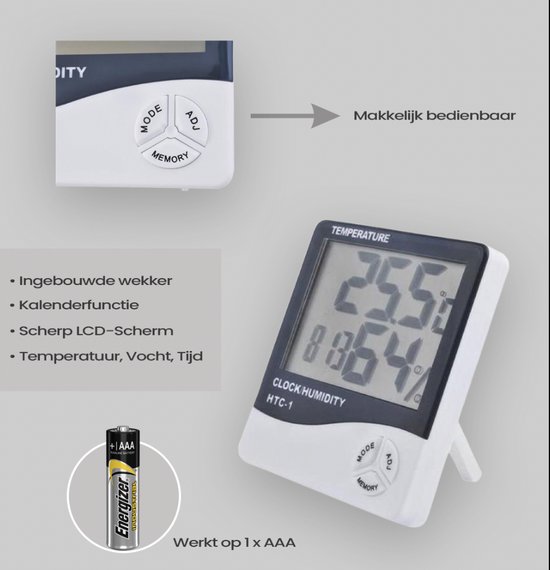 Digitaal weerstation | thermometer| hygrometer | klok | weerstation draadloos binnen buiten | weerstation binnen | weerstation draadloos