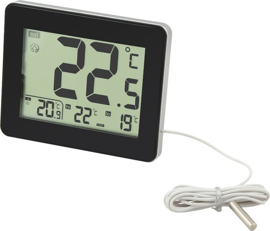Orange85 Thermometer Digitaal - voor Binnen en Buiten - Zwart - 10x8 cm - Kunststof
