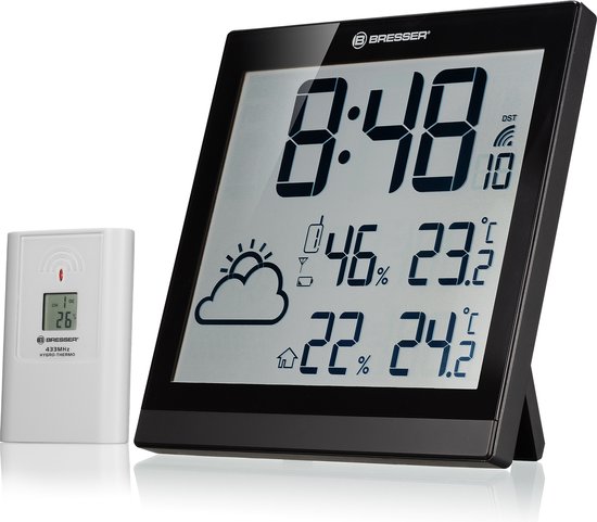 Bresser Weerstation - TemeoTrend JC - Zwart - LCD-scherm met Weersvoorspelling - Binnen en Buiten