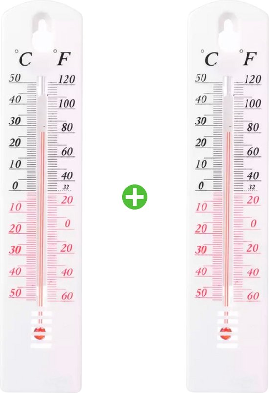 2x Buitenthermometer wit - Thermometer tuin - Temperatuurmeter binnen en buiten