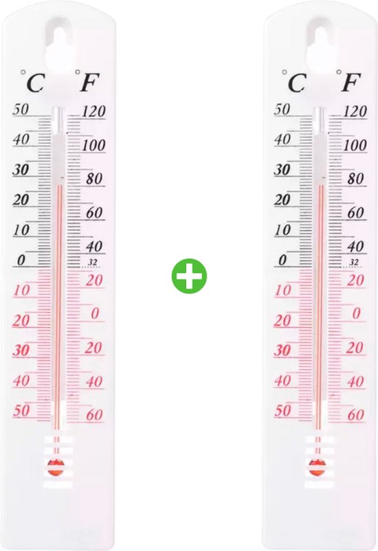 2x Buitenthermometer wit - Thermometer tuin - Temperatuurmeter binnen en buiten
