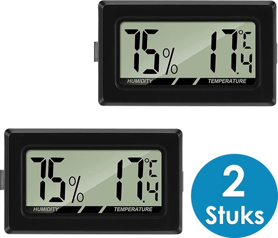 Mini Thermometer met Hygrometer en Dubbelzijdig tape - Incl batterijen - Hygrometer binnen - Thermometer binnen digitaal